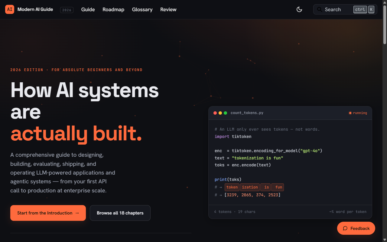 Screenshot of Modern AI Guide