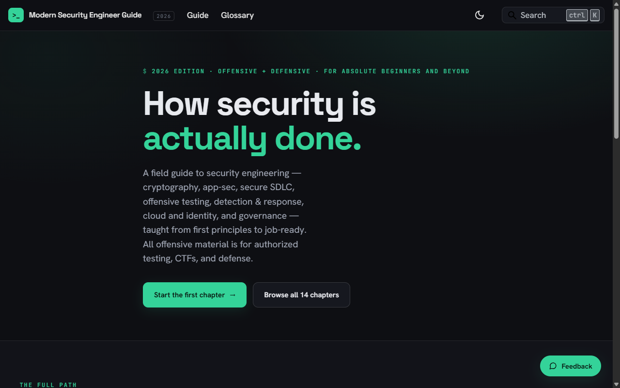 Screenshot of Modern Security Engineer Guide
