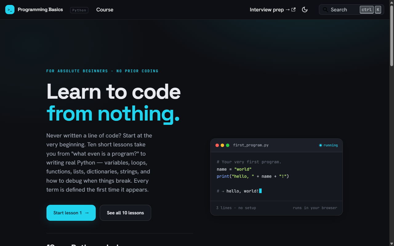 Screenshot of Programming Basics