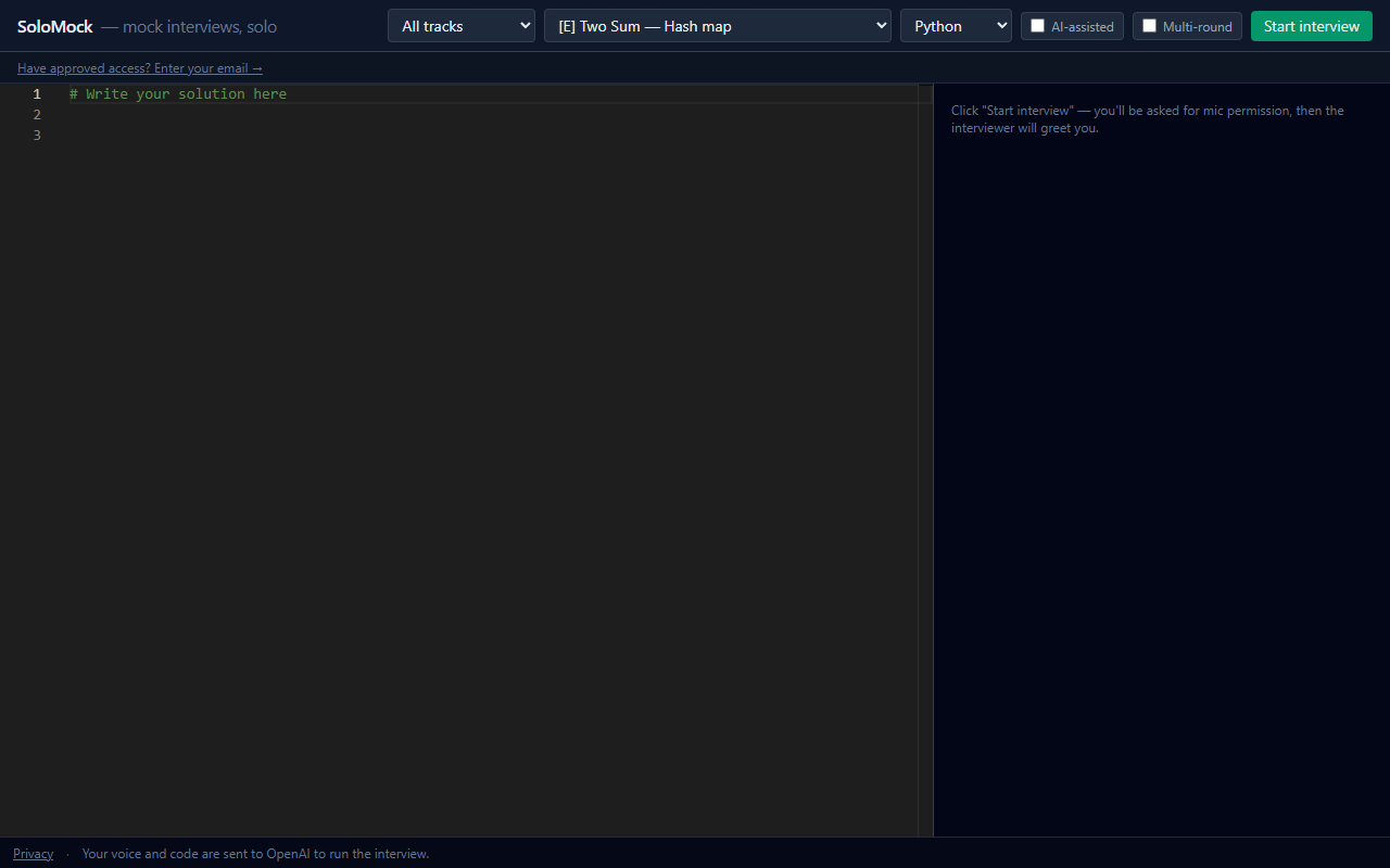 Screenshot of SoloMock